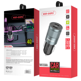  Автомобильное заряд. устр. Ven-Dens CC005 2USB-C 40W grey