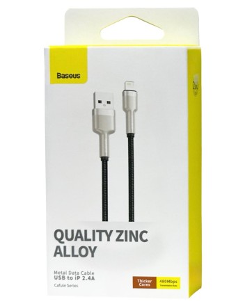  Usb Кабель-зарядка Lightning Baseus Cafule Metal 2м (CALJK-B01) черный