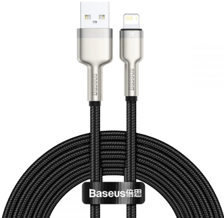 Usb Кабель-зарядка Lightning Baseus Cafule Metal 2м (CALJK-B01) черный