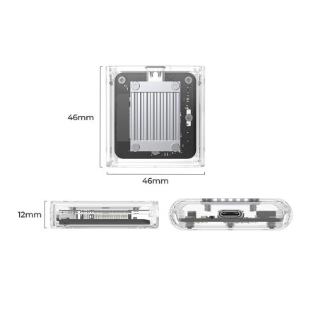  Внешний корпус для SSD M.2 NVMe 2230 Orico TC20-M2 10Gbps USB-C прозрачный
