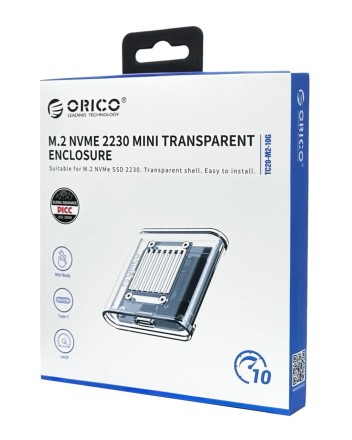  Внешний корпус для SSD M.2 NVMe 2230 Orico TC20-M2 10Gbps USB-C прозрачный