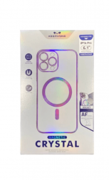 Накладка для i-Phone 14 Pro Keephone Magsafe тонкии прозрачный с фиолетовыми боками