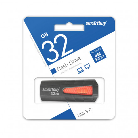 3.0 USB флеш накопитель Smartbuy 32GB IRON Black/Red (SB32GBIR-K3)