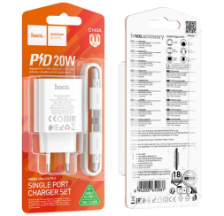 Сетевое зар. устр. Hoco C143A с шнуром Type-C на Type-C 1C 20W белое