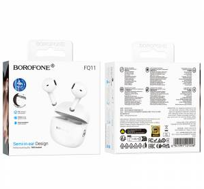  Беспроводные наушники TWS Borofone FQ11 BT5.4/30mAh (300mAh)/4ч белые