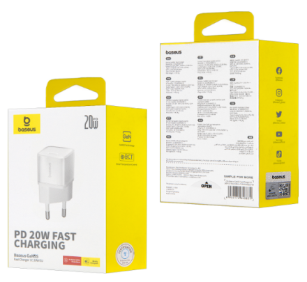  Сетевое зар. устр. Baseus GaN5S Fast Charger 1C 20W P10162503213-00 белое