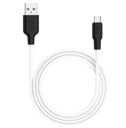Usb Кабель-зарядка Micro Hoco X21 Plus 2.4A 2м мягкий силиконовый белый