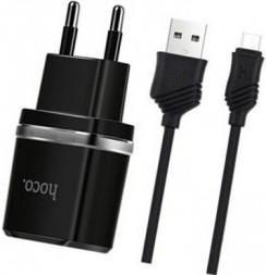 Сетевое зар. устр. Hoco C11 с шнуром Micro 1USB 1A черное