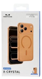 Накладка для i-Phone 17 Pro Max Keephone X-Crystal оранжево-прозрачный