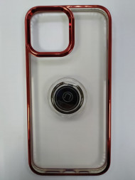 Накладка для iPhone 13 Pro Max силикон прозрачный с кольцом бока цветные