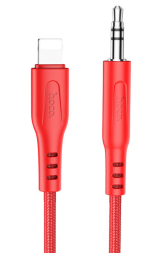 Кабель-переходник Lightning на AUX 3,5mm Hoco UPA18 1м красный