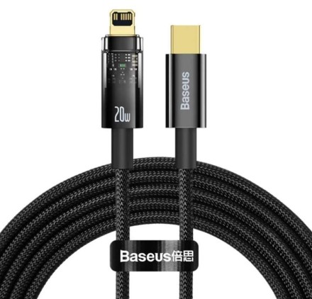  Кабель-зарядка Type-C на Lightning Baseus Explorer 2м (CATS000101) 20W черный
