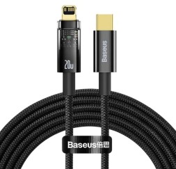 Кабель-зарядка Type-C на Lightning Baseus Explorer 2м (CATS000101) 20W черный