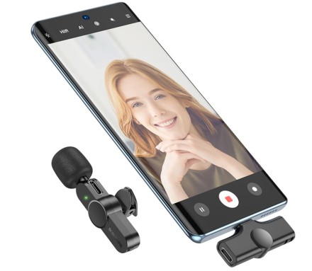  Беспроводной микрофон Borofone BFK12 петличка/Type-C черный