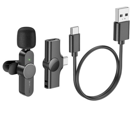  Беспроводной микрофон Borofone BFK12 петличка/Type-C черный