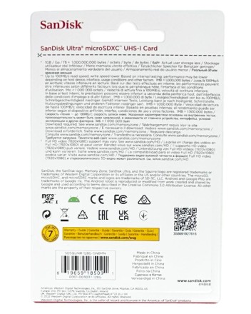  micro SDXC карта памяти SanDisk 128GB Class10 UHS-1 Ultra 100MB/s без ад. (SDSQUNR-128G-GN6MN)