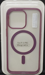 Накладка для i-Phone 13 Pro 6.1&quot; Magsafe силикон прозрачный бока бордовые