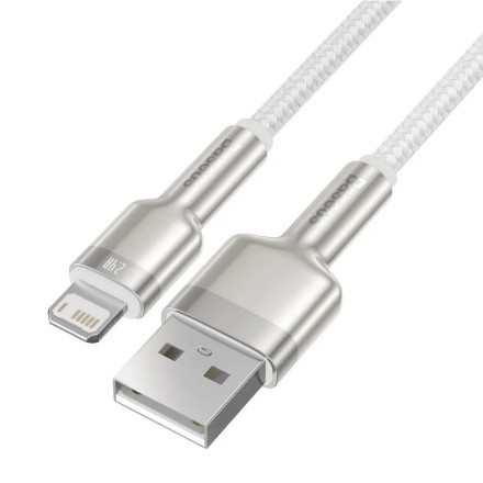  Usb Кабель-зарядка Lightning Baseus Cafule Metal 2м (CALJK-B02) 2.4A белый