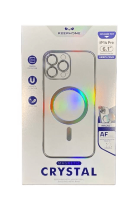  Накладка для i-Phone 14 Pro Keephone Magsafe тонкии прозрачный с чёрными боками