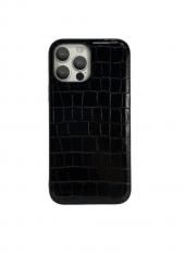 Накладка для i-Phone 13 Pro Max Keephone Croco под кожу черный
