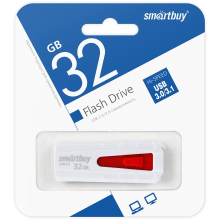  3.0 USB флеш накопитель Smartbuy 32GB IRON White/Red (SB32GBIR-W3)