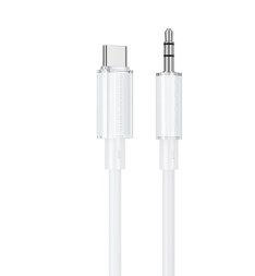 Аудиокабель AUX 3.5мм - Type-C Borofone BL21 1м силиконовый белый