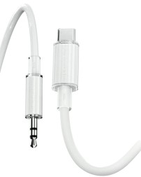 Аудиокабель AUX 3.5мм - Type-C Borofone BL21 1м силиконовый белый