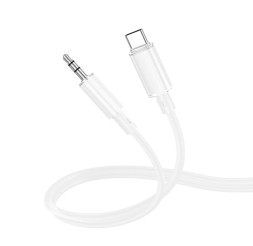 Аудиокабель AUX 3.5мм - Type-C Borofone BL21 1м силиконовый белый