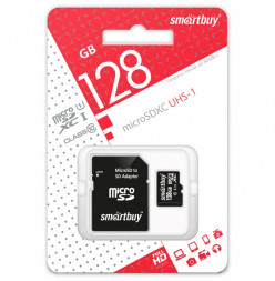 micro SDXC карта памяти Smartbuy 128GB Class 10 (с адаптером SD)