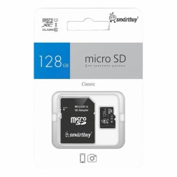 micro SDXC карта памяти Smartbuy 128GB Class 10 (с адаптером SD)