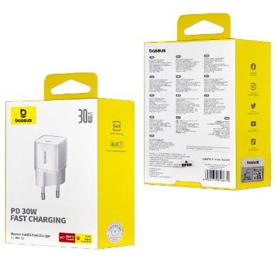  Сетевое зар. устр. Baseus GaN5S Fast Charger 1C 30W P10162504213-00 белое