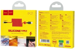 Usb Кабель-зарядка Type-C Hoco X21 Silicone 2.4A 1м мягкий силиконовый красный