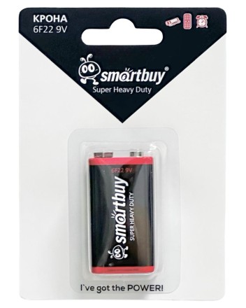 Батарейка солевая крона Smartbuy 6F22/1B (12/240) SBBZ-9V01B