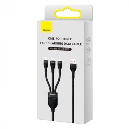 Кабель-зарядка Baseus Flash 3в1 Micro/Lightning/Type-C 1.2м (CASS040001) 6A черный