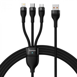 Кабель-зарядка Baseus Flash 3в1 Micro/Lightning/Type-C 1.2м (CASS040001) 6A черный