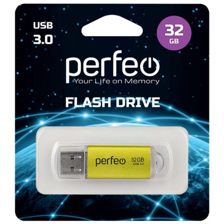  3.0 USB флеш накопитель Perfeo 32GB C14 золотистый