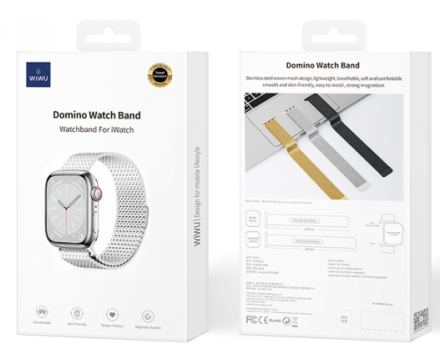  Металлический ремешок Wiwu Domino Watch Band для Apple Watch 42/44/45/49mm серебристый