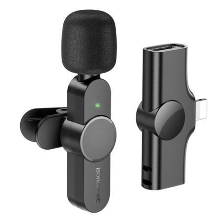  Беспроводной микрофон Borofone BFK12 петличка/Lightning черный