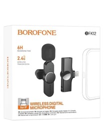 Беспроводной микрофон Borofone BKF12 петличка/Lightning черный