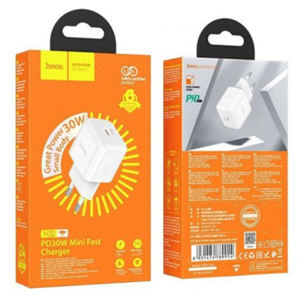  Сетевое зар. устр. Hoco N32 1C 30W белое