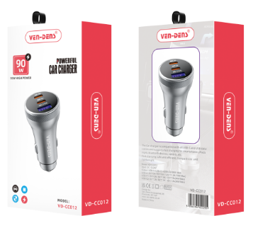 Автомобильное заряд. устр. Ven-Dens CC012 USB/2USB-C 90W серебристое