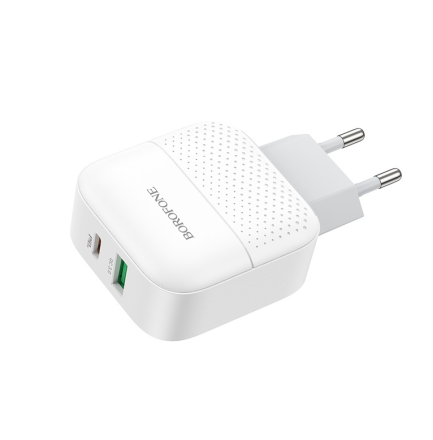  Сетевое зар. устр. Borofone BA46A 1USB/1C PD3.0/QC3.0 3A 18W белое