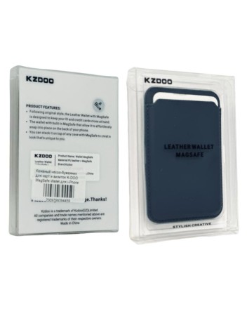  Кожаный чехол-бумажник для карт и визиток K-DOO MagSafe Wallet для i-Phone синий