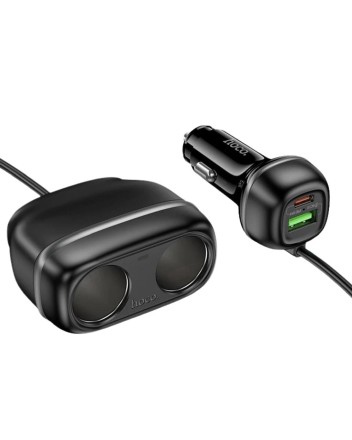  Автомобильное заряд. устр. Hoco Z59 240w 1USB/1T-C/2-12V чёрный