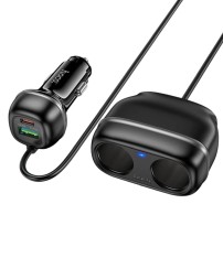 Автомобильное заряд. устр. Hoco Z59 240w 1USB/1T-C/2-12V чёрный