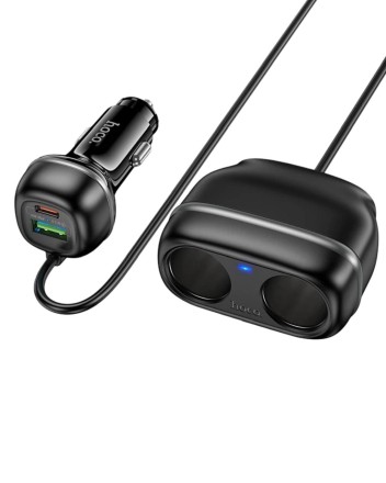  Автомобильное заряд. устр. Hoco Z59 240w 1USB/1T-C/2-12V чёрный