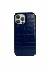 Накладка для i-Phone 13 Pro Max Keephone Croco под кожу синий