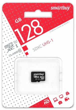  micro SDXC карта памяти Smartbuy 128GB Class 10 UHS-1 (без адаптера)