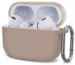 Силиконовый чехол для AirPods Pro 2 c карабином пудро