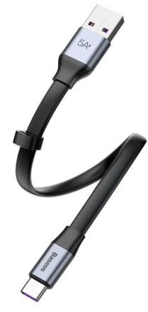  Usb Кабель-зарядка TYPE-C Baseus Simple HW Quick Charge 23см (CATMBJ-BG1) серо-черный